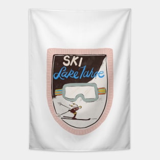 Ski Lake Tahoe| retro patch |Skier gift|Ski goggles Tapestry