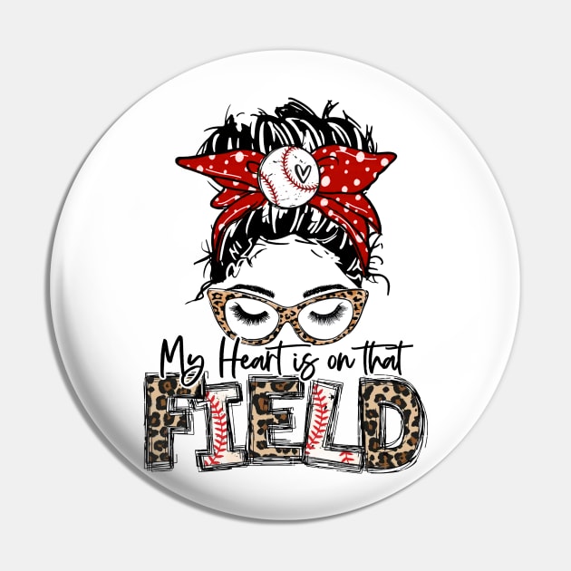 My Heart Is On That Field Baseball Tee Leopard Baseball Mom Pin by Wonder man 