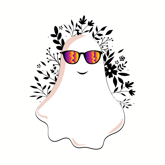 Ghost with flowers floral soul halloween :cool ghost summer by mezy