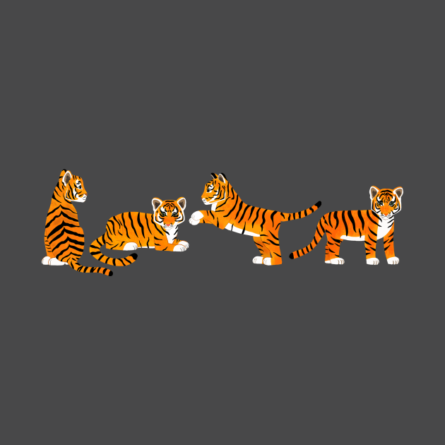 Tiger Cubs in a Row by tangerinetane