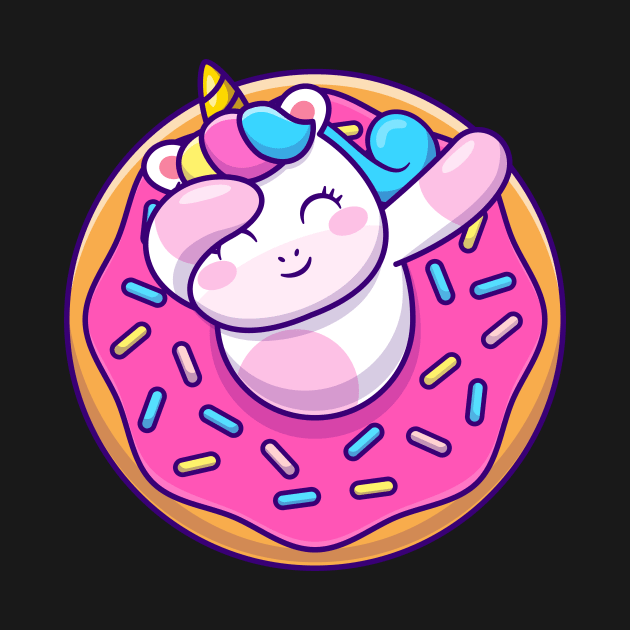 Cute Unicorn Dabbing With Doughnut Cartoon by Catalyst Labs