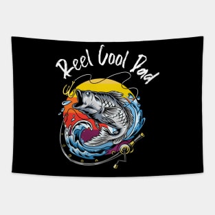 Mens Reel Cool Dad Fishing Dad Gifts Fisherman Fish T-Shirt Tapestry