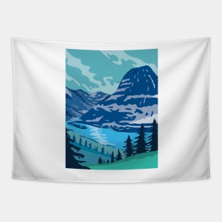 Glacier National Park and Kintla Lake in Montana United States WPA Poster Art Color Tapestry