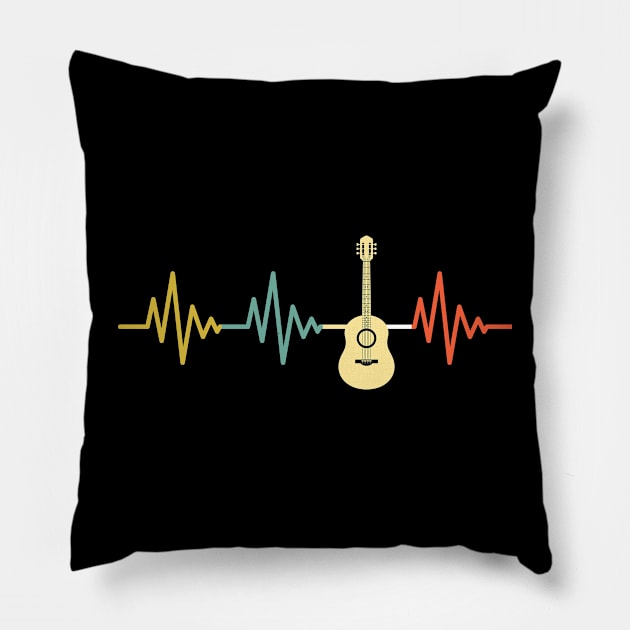 Acoustic Guitar Heartbeat Guitarists Guitar Musician Pillow by CoolDesignsDz