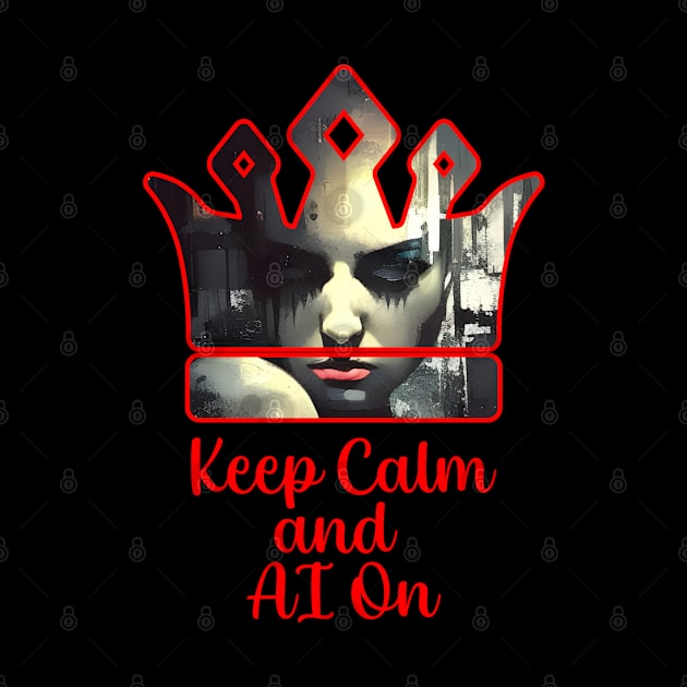 Keep Calm and AI On (Red Outline) by AI AI Captain