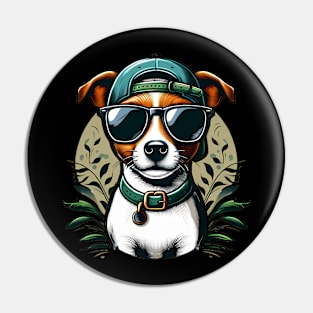 Funny Jack Russell Terrier with Sunglasses Pin