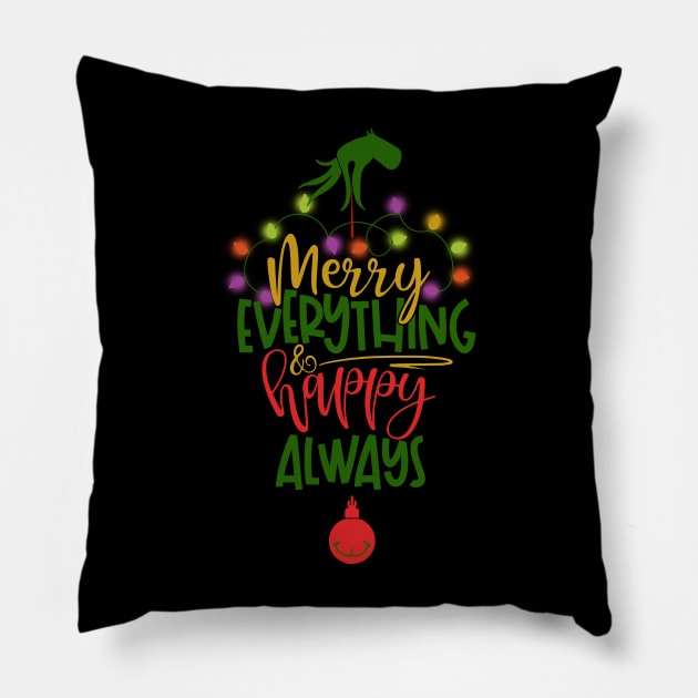 Merry Grinchmas Pillow by T-shirt Factory