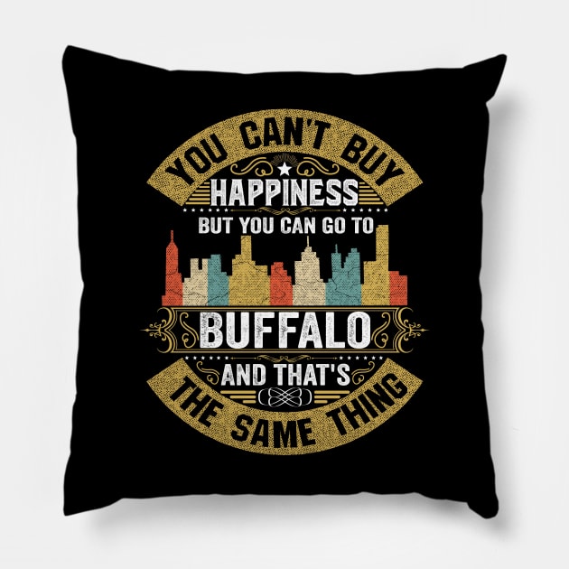 USA City Buffalo City T-Shirt I Love Buffalo Flag New York State Home City Buffalo Map Native American USA Flag Pillow by BestSellerDesign