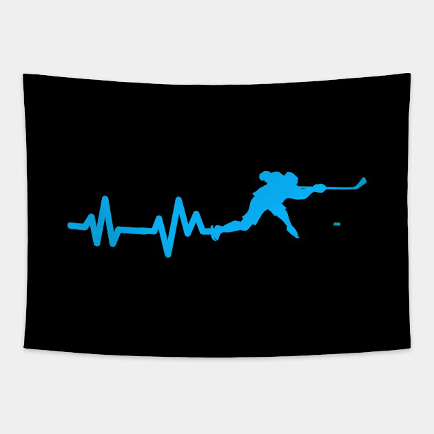 Hockey Player Heartbeat Tapestry by EQDesigns