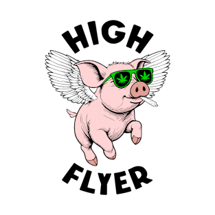 420 Marijuana Funny Pig Lover High Flyer Stoner Weed Pot T-Shirt