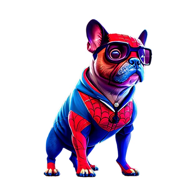 Super Frenchie: Red and Blue Hoodie Version 4 by fur-niche