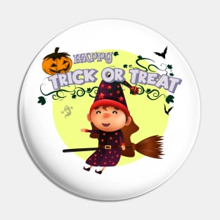 Cute cartoon Happy Halloween.Trick or Treat. Pin