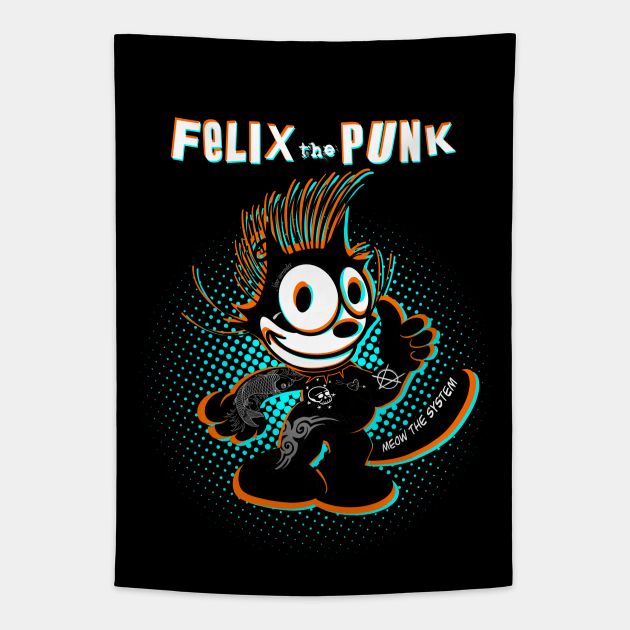 Felix the punk Tapestry by Blacklinesw9