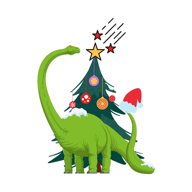 dinosaur getting ready for christmas by Quadrupel art