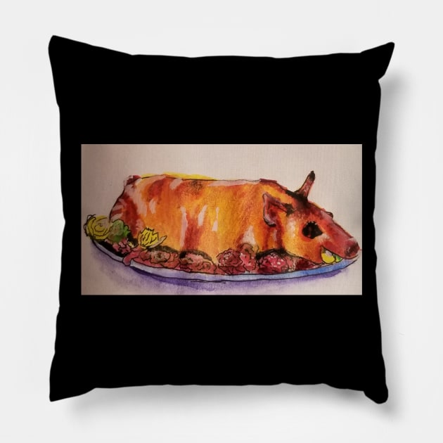 Pig Roast Pillow by teenamarie23art