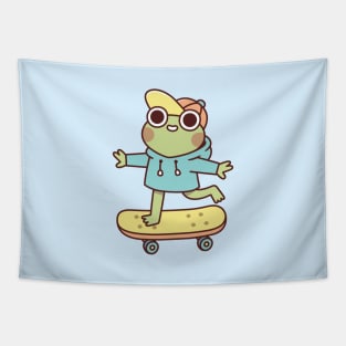 Cute Skateboarding Frog Tapestry