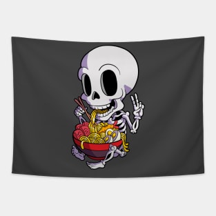 Kawaii Japanese Ramen Skeleton Halloween Anime Food Lovers Tapestry