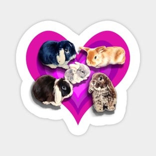 Super cute bunnies on a purple digital heart Magnet