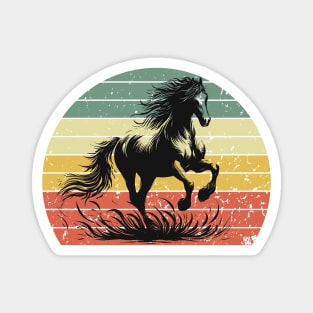 Horse Silhouette Retro Sunset Magnet