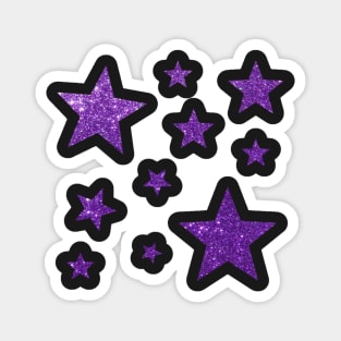 Purple Faux Glitter Stars Magnet