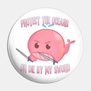 Dual Wielding Pink Whale Of Ocean Conservation Pin