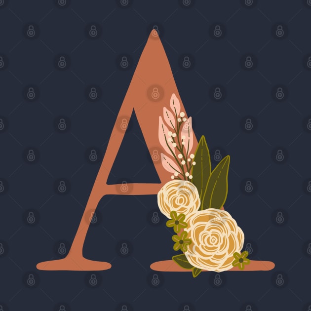 Floral Monogram Letter A by NewBranchStudio
