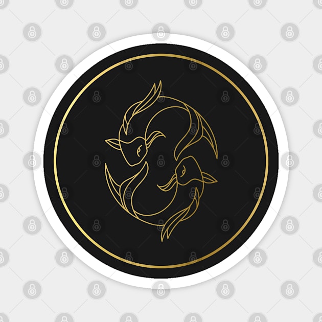 Pisces Zodiac Art Gold Magnet by Felicity-K