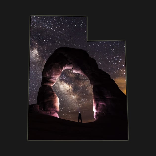 Utah State Outline - Delicate Arch in Arches National Park by gorff