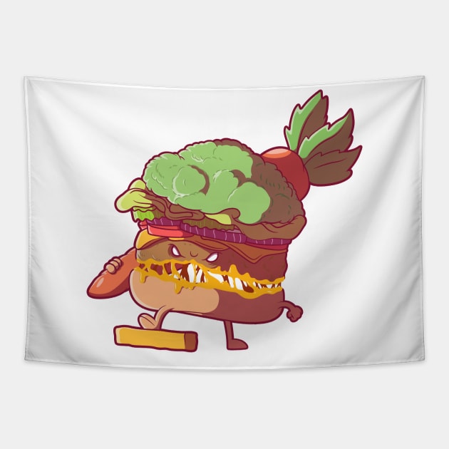 Burger Monster Funny Tapestry by Mako Design 
