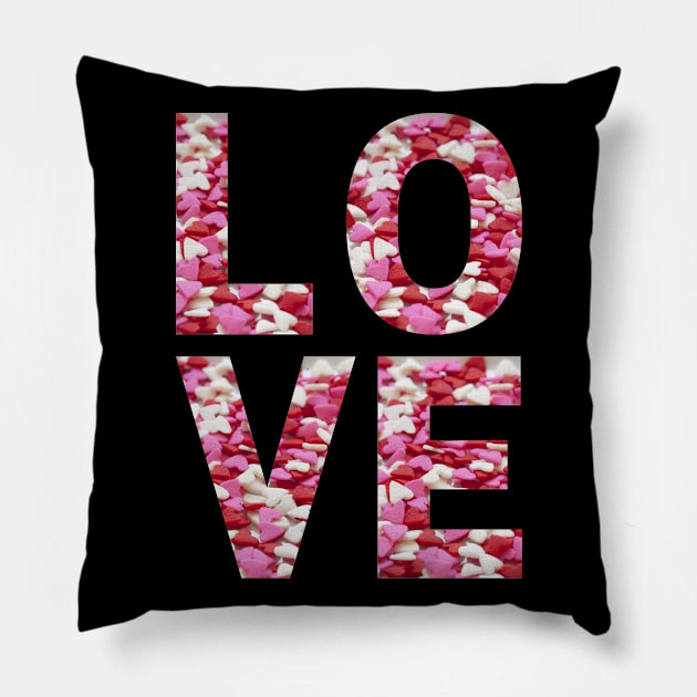 Love with Red Pink and White Candy Hearts Design Pillow by Orchyd