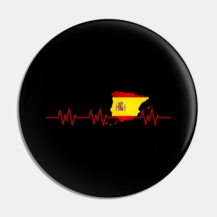 Spain Heartbeat Flag Pulse Spanish Nationality Pin