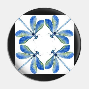 Blue Dragonfly watercolour tile Pin