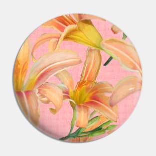 Tiger Lilies on Pink Burlap Pin