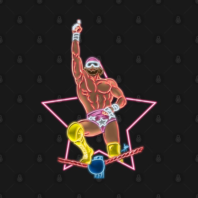 Macho man top rope neon color by AlanSchell76