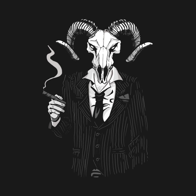 LUCIFER RAM SKULL CITY BANKER by IceTees