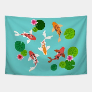 Koi fish with water lilies Tapestry