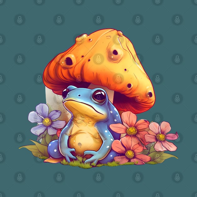 Cute Cottagecore Aesthetic Frog Mushroom by BaliChili