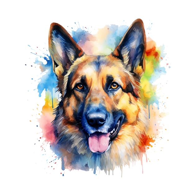 German Shepherd Watercolour by RichieDuprey