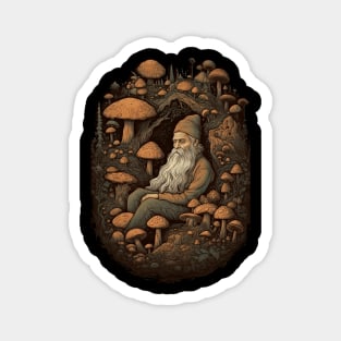 Lord Of The Shrooms - vintage dark dwarf wizard fantasy mushroom illustration Magnet