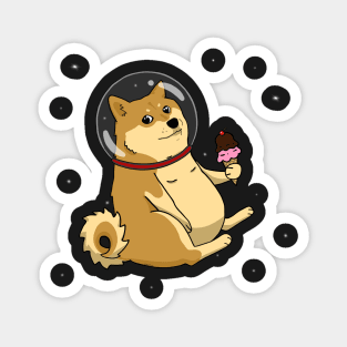 chubby space doge with icecream - wow Magnet