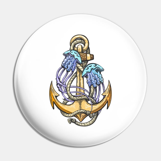 Ship Anchor and jellyfishes Pin by devaleta