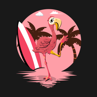 Flamingo Summer Pink Vintage Retro Design T-Shirt