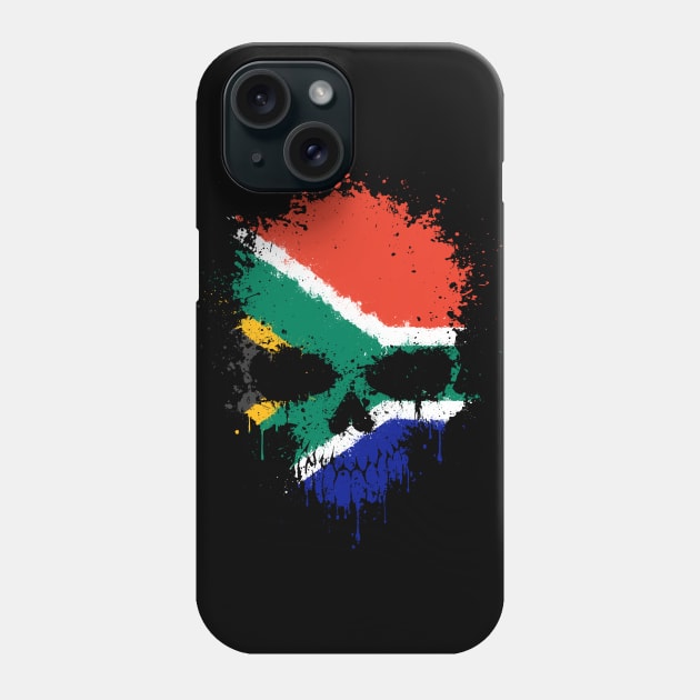 Chaotic South African Flag Splatter Skull Phone Case by jeffbartels