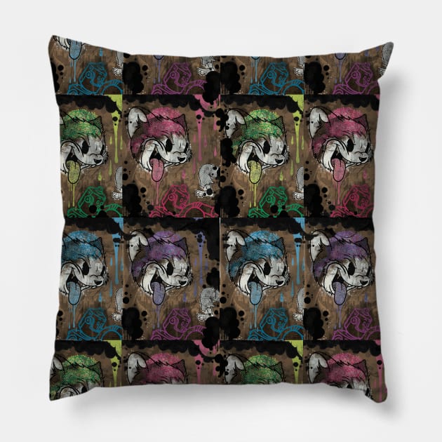 Cartoon Cat Warhol Pillow by AtomicMadhouse