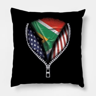 South African Flag  South Africa Flag American Flag Zip Down - Gift for South African From South Africa Pillow