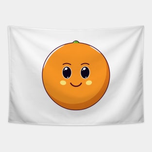 Cute Kawaii Orange, Cartoon Citrus Fruit Tapestry