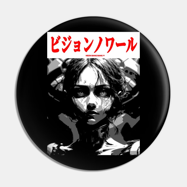 Cyberpunk Cyborg Girl Japanese Vaporwave Urban Aesthetic Pin by Neon Bang Bang