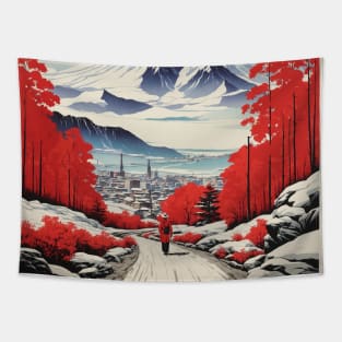 Hokkaido Japan Travel Vintage Tourism Poster Tapestry