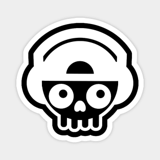 Skull With Headphones Minimalist Aesthetic Design Magnet