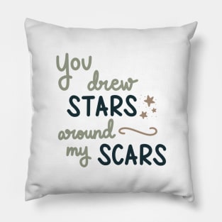 Drew Stars Around My Scars Pillow